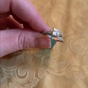 .925 silver moissanite 1.75ct bridal set. Size 8